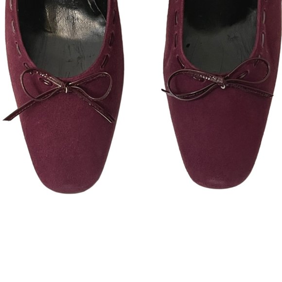 Yves Saint Laurent Burgundy Suede Laced Pumps with Small Bows. Size 36 (US 5.5) - Picture 12 of 15
